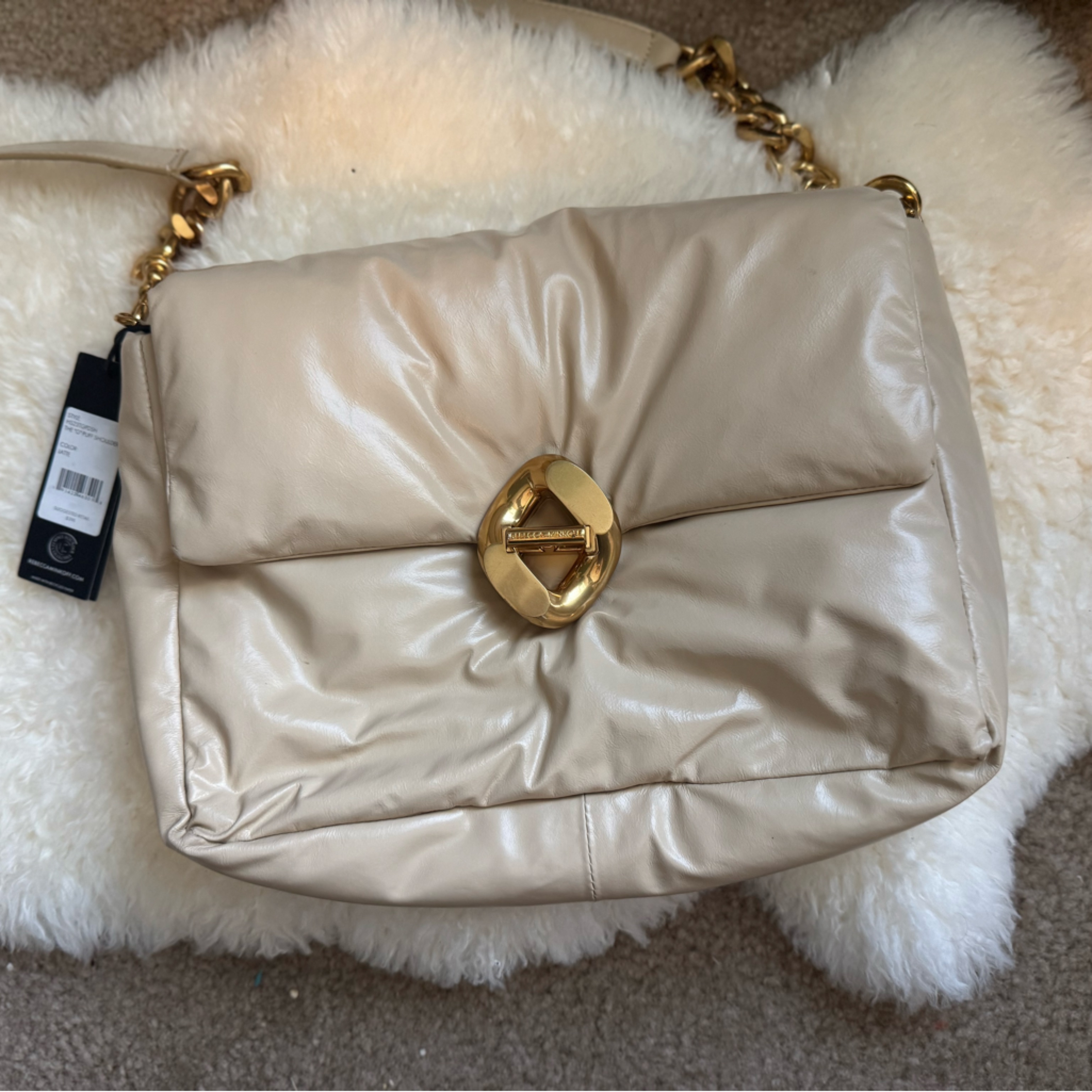 Rebecca Minkoff Beige Shoulder Bag With Gold Accents